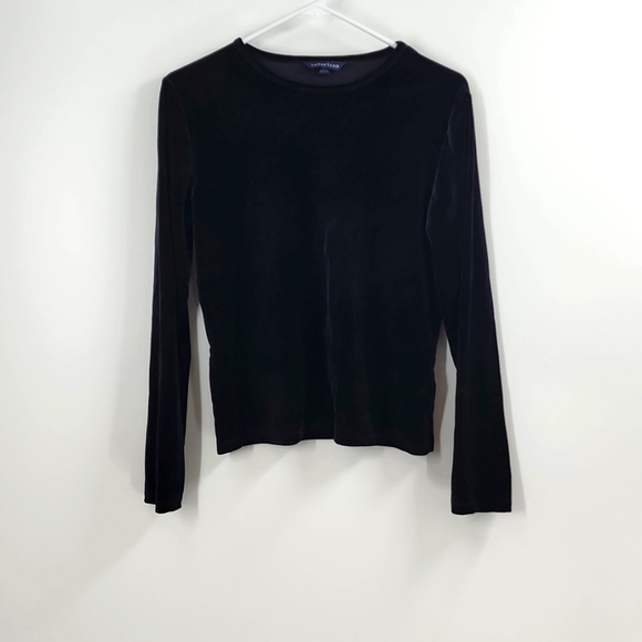 Lands' End Tops - Lands' end black velvet long-sleeved blouse